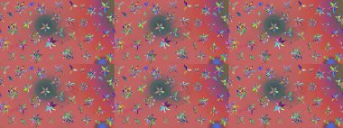 Çiçek deseni. Pembe renkte çiçek çizimi. Şatafatlı bahar bahçesi dokusu. Raster illüstrasyonu. Pembe renkte çiçekler.