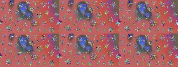 Küçük çiçekli yay deseni çiz. Raster illüstrasyonu. Suluboya tarzında pembe renkler üzerine.