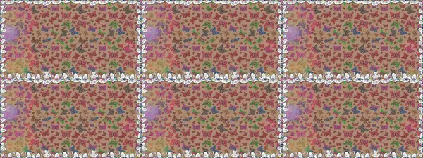 Raster. Bej renkli resimler. Şirin kelebeklerin kusursuz desenleri. Elle çizilmiş illüstrasyon. Moda Kumaşı Tasarımı.