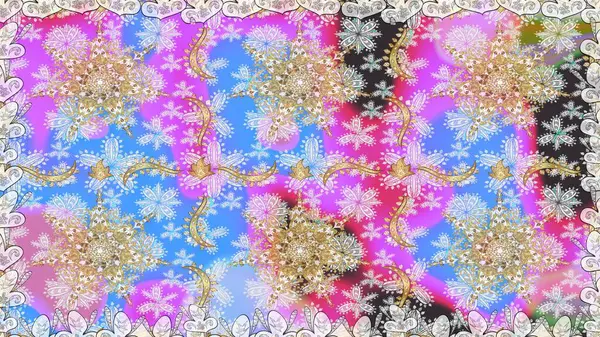 Tarafsız renklerde, altın elementlerle pürüzsüz bir desen. Şam tasarım için kusursuz desen.