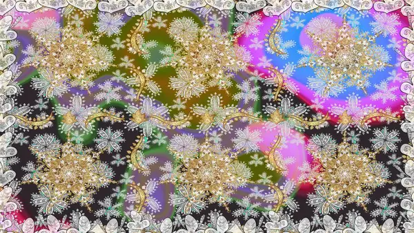 Barok tarzında kusursuz bir doğulu süsü. Gri renkli ve altın elementli geleneksel klasik altın sarısı desen.