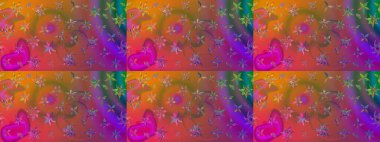 Renkli Yaz Temalı eskiz kalıbı. Güzel kumaş deseni. Raster Illustrasyon 'daki Çiçek Deseni' nin son moda çizimi. Düz Çiçek Elementleri Tasarımı.