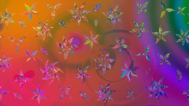 Asya tekstil tarzında. Çiçek desenli çizim. Kahverengi renkli çiçekler. Raster illüstrasyonu. Renkli Bahar Teması eskiz kalıbı. Düz Çiçek Elementleri Tasarımı.