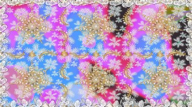 Tarafsız renklerde, altın elementlerle pürüzsüz bir desen. Şam tasarım için kusursuz desen.