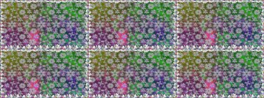 Raster illüstrasyonu. Çiçek ve yapraklı karalama şeklinde Raster çiçek deseni. Gri renkte bahar çiçekleri..