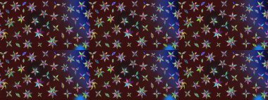 Üzerinde gelincikler ve vadi zambakları olan renkli çiçek desenli nakış deseni. Tekstil tasarımı için kahverengi renkli geleneksel halk çiçekleri buketi.