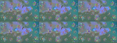 Klasik çiçekler. Yaz çiçekleri teması. El çizimi, soyut ve süslü elementler. Suluboya resim taklit Raster çizimi. Yeşil renkler.