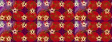 Kırmızı, mor ve kahverengi renkli kristal kar taneleri. Raster illüstrasyonu.