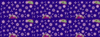 Vadinin mavi renkli çiçekleri. Soyut etnik raster çizim kalıbı. Çiçekler..