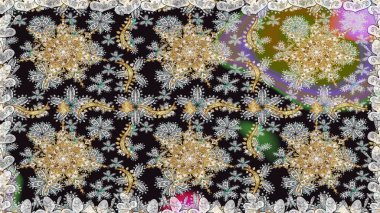 Gri renklerde altın tekrarlayan elementlerle soyut arkaplan. Kusursuz oryantal klasik altın desen.