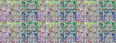 Tarafsız renklerde. Raster illüstrasyonu. Çiçek buketleriyle klasik tarzda kusursuz desen.