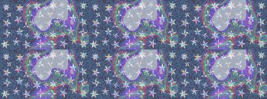 Renkli Yaz Temalı eskiz kalıbı. Düz Çiçek Elementleri Tasarımı. Mavi renkli çiçekler. Raster illüstrasyonunda çiçek deseni çizimi.