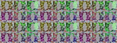 Raster illüstrasyonu. Kusursuz bir geçmişi var. Eski usul. Renkli desenli kusursuz desenler, tarafsız çiçekler ve dekoratif elementler. Kumaş, tekstil ve duvar kağıdı baskısı için..