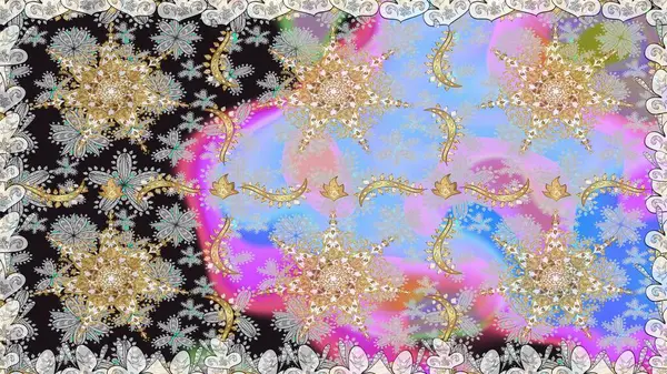 Kusursuz altın desen. Gri renkli ve altın elementli altın desenli. Raster doğulu süsü.