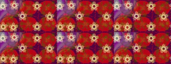 Kırmızı, mor ve kahverengi renkli kristal kar taneleri. Raster illüstrasyonu.