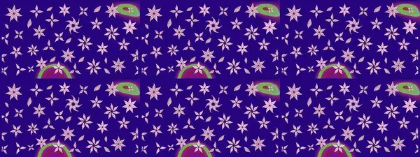 Vadinin mavi renkli çiçekleri. Soyut etnik raster çizim kalıbı. Çiçekler..