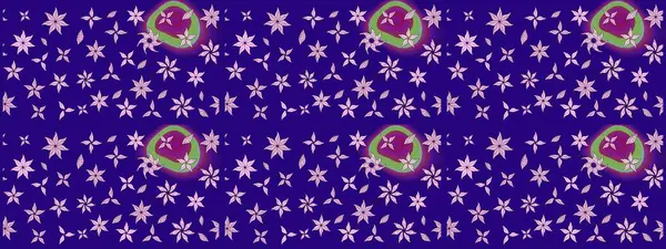 Mavi renkli çiçekler. Raster illüstrasyonunda çiçek deseni çizimi.