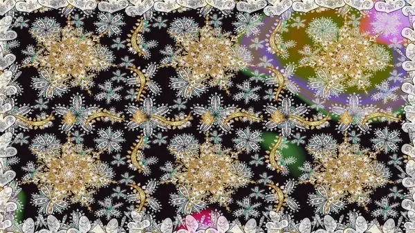 Gri renklerde altın tekrarlayan elementlerle soyut arkaplan. Kusursuz oryantal klasik altın desen.