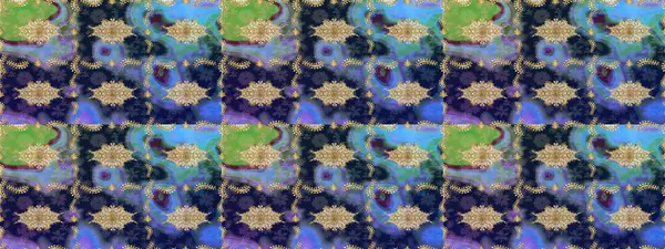 Altın elementlerle mavi renklerde altın desen. Raster oryantal süs. Altın deseni çiz.