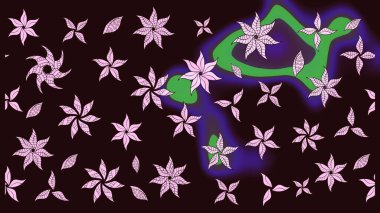 Raster deseni. Sanat, çiçeklere ilham verir ve arka plan bırakır. Kahverengi el çizimi. Karalama çiçekleri çizim deseni.