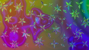 Mor renkli etnik çiçeklerle zarif bir eskiz şekli. Asya Tekstil 'inde Raster Çiçek İllüstrasyonu.