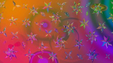 Motley illüstrasyonu. Küçük renkli çiçekler. Moda baskıları için zarif bir şablon. Küçük çiçekte güzel bir desen. Mor çiçekli bahar çiçekleri.