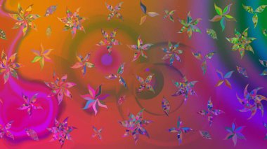 Çiçek deseni. Raster illüstrasyonu. Renkli Bahar Teması eskiz kalıbı. Düz Çiçek Elementleri Tasarımı. Chichi kumaş deseni çiz.