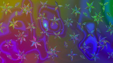 Düz Çiçek Elementleri Tasarımı. Renkli Bahar Teması eskiz kalıbı. Raster illüstrasyonundaki çiçek desenli çizim. Mor renkte çiçekler.