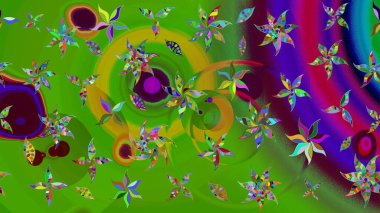 Raster çiçek desenleri çiziyor. Vadinin yeşil renkli çiçekleri.