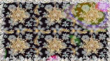 Gri renklerde altın tekrarlayan elementlerle soyut arkaplan. Kusursuz oryantal klasik altın desen.