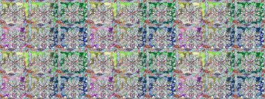 Tarafsız renklerde. Raster illüstrasyonu. Çiçek buketleriyle klasik tarzda kusursuz desen.