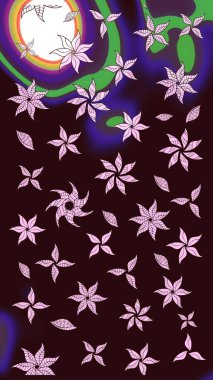 Raster suluboya çiçek deseni, narin çiçekler, kahverengi çiçekler, tebrik kartı şablonu. Güzel kumaş deseni.