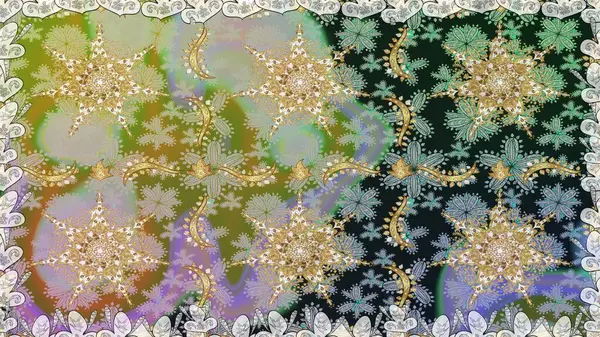 Raster geleneksel, gri renklerde, altın, kusursuz desen. Barok tarzında kusursuz bir doğulu süsü..