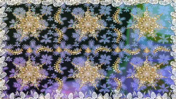 Gri renkli ve altın elementli altın desenli. Geleneksel klasik altın desen. Raster oryantal süs. Barok tarzında kusursuz bir doğulu süsü..