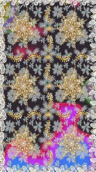 Klasik klasik klasik arka plan. Kusursuz klasik raster altın desenli. Geleneksel oryantasyon süsü. Altın elementlerle gri renklerde altın desen.