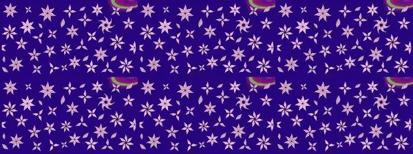 Renkli Bahar Teması eskiz kalıbı. Asya tekstil tarzında. Raster illüstrasyonu. Düz Çiçek Elementleri Tasarımı. Mavi renkli çiçekler. Çiçek desenini çiz.