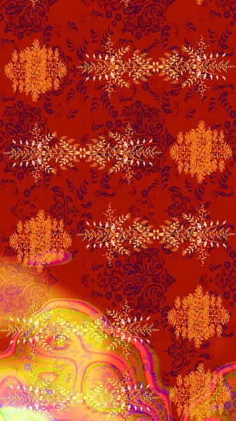 Noel stili. Kırmızı, turuncu ve sarı renkli kar taneleri. Raster illüstrasyonu.