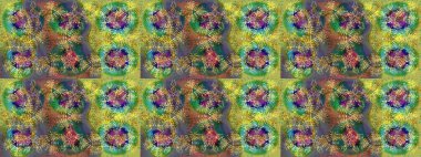 Çiçek Elementleri 'nin soyut geçmişi. Raster kış deseni. Yeşil, kahverengi ve mavi renkler üzerine tasarım. Raster illüstrasyonu.