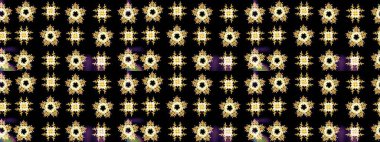 Raster illüstrasyonu. Siyah renkli çiçekler. Çiçek süsü ile kusursuz desen.