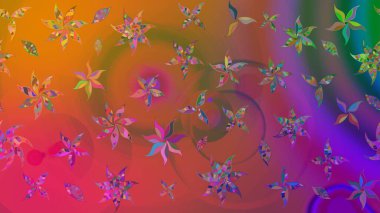 Turuncu renkli çiçek desenli çizim, el yapımı papatyalar, papatyalar. Tekrarlayan çiçek arkaplanı, zarif turuncu çiçek duvar kağıdı.