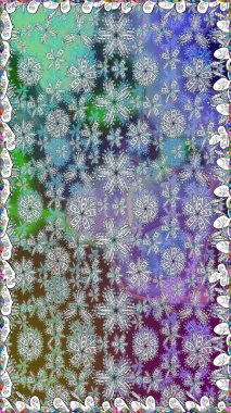 Çiçeksel fantezi tasarımı, parlak bir arka planda, kusursuz bir desen. Renkli Bahar Temalı Kusursuz Arkaplan. Düz Çiçek Elementleri Tasarımı.