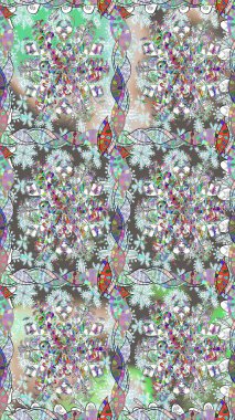 Çiçekli, pürüzsüz bir desen. Raster illüstrasyonu. Tarafsız renklerde bahar çiçekleri. Raster çiçekleri klasik tarzda resmedilir..