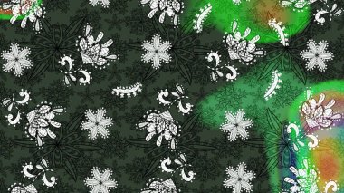 Yeşil renkli çiçekler. Kumaş desenli papatya çiçekleri ayrıntıları.