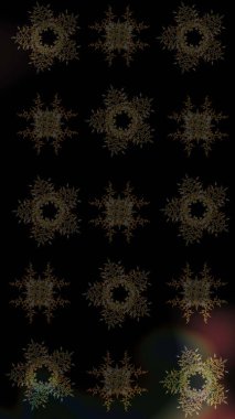 Sanat terapisi tarzı zen çizim için siyah, kahverengi ve gri mandala şeklinde kar taneleri. El çizimi, dövme stili, kumaş tasarımı ve Raster illüstrasyonunda kartlar..