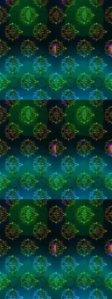 Kusursuz dekoratif arka plan, çiçek mandala. Raster illüstrasyonu. Çiçek. Mavi, yeşil ve siyah renklerde.