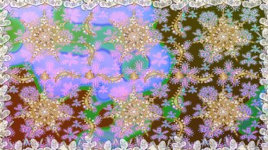 Klasik barok çiçekli, nötr yerine altın desenli. Süslü raster dekorasyonu. Tarafsız renklerde altın element. Lüks, kraliyet ve Viktorya dönemi konsepti.