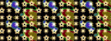 Kar taneleri koleksiyonu. Raster illüstrasyonu. Siyah, kahverengi ve sarı kar tanelerinden izole edilmiş. Güzel kış süsleri..