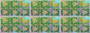 Yeşil renklerdeki altın element. Damask arkaplanı tekerrür ediyor. Barok tarzında altın çiçek süsü. Antika altın tekrarlanabilir duvar kağıdı.