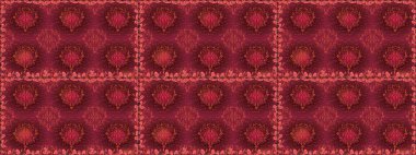 Kırmızı renkte güzel bir tekstil. Raster illüstrasyonu. Çiçeklerle suluboya desenleri.