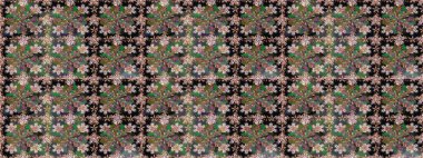 Soyut çiçek desensiz arkaplan. Raster illüstrasyonu. Raster deseni. Yeşil renklerde. Küçük çiçekte sevimli çiçek deseni var..